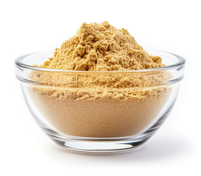 glass bowl with mussel powder